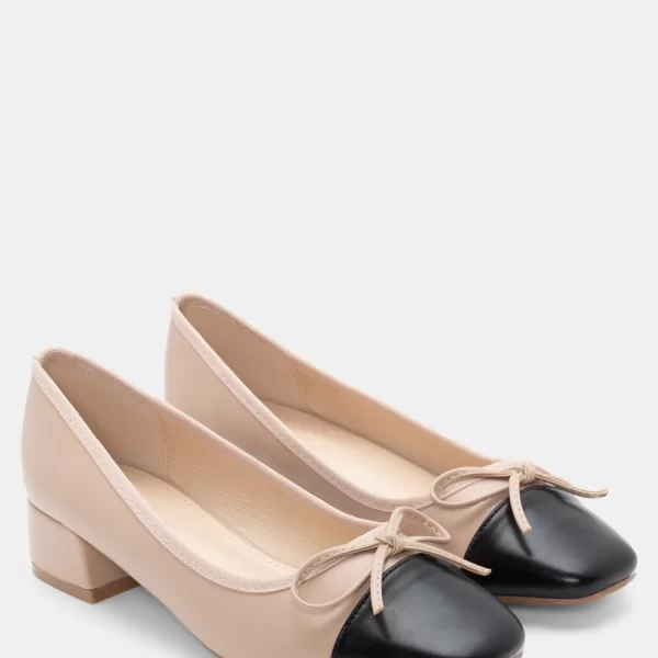 Μπαλαρίνες με Διακοσμητικό Φιόγκο & Τακούνι - Nude