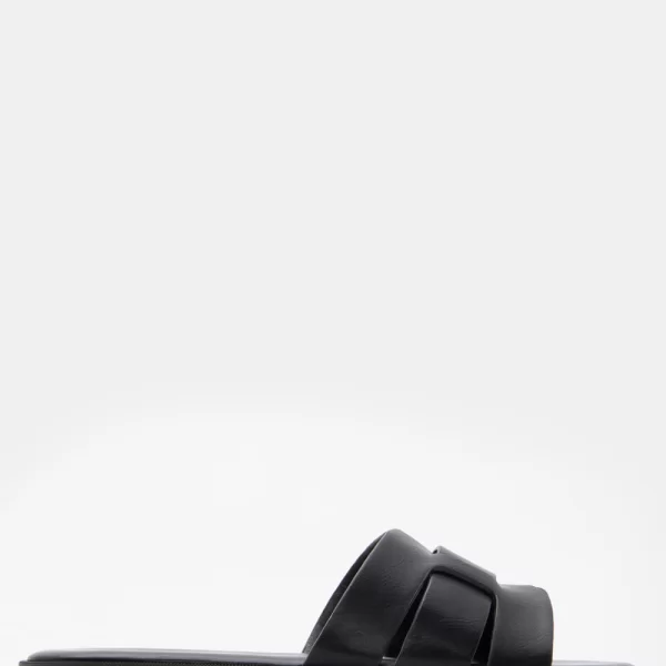 LUIGI DESIGN - Flat Σανδάλια με Ανοίγματα στο Πλάι - Μαύρο