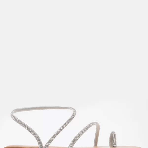 LUIGI DESIGN - Flat Σανδάλια με Λουράκια από Strass - Ασημί