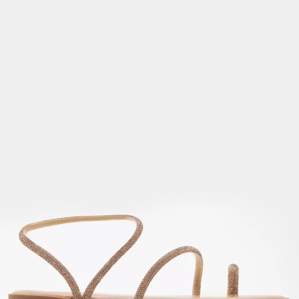 LUIGI DESIGN - Flat Σανδάλια με Λουράκια από Strass - Χρυσό