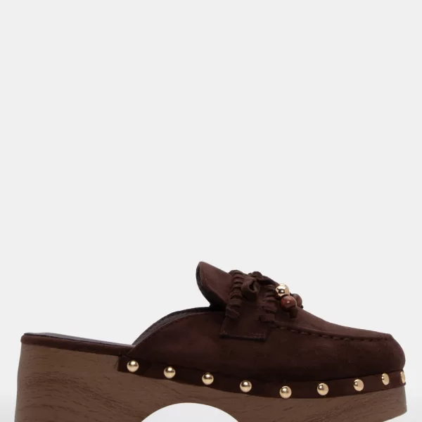 Clogs Σαμπό με Διακοσμητικό Φιόγκο & Χάντρες - Καφέ