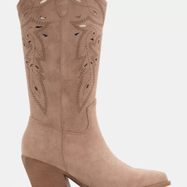 Μπότες Cowboy με Διάτρητο Σχέδιο - Μπεζ-Σκούρο