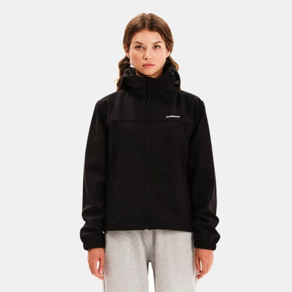 EMERSON WOMEN'S HOODED BONDED JACKET ΜΑΥΡΟ