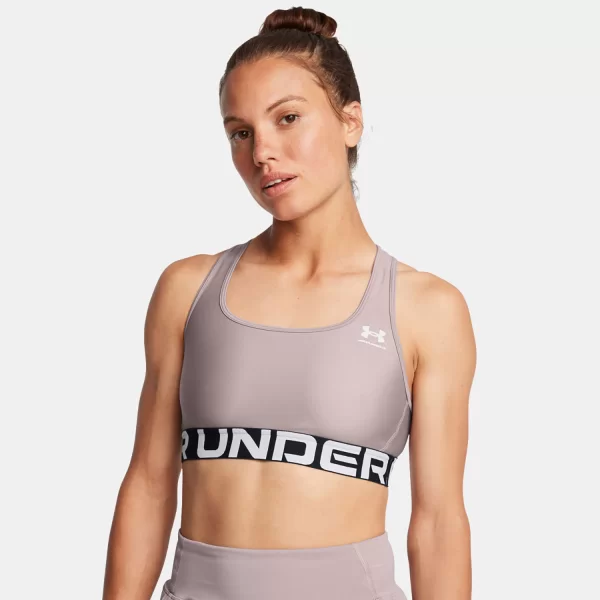 UNDER ARMOUR HEATGEAR ARMOUR MID BRANDED SPORTS BRA ΓΚΡΙ