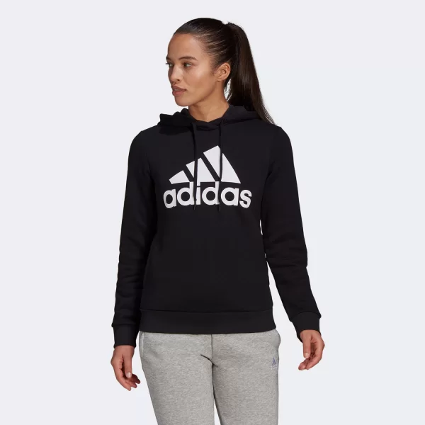 ADIDAS LOUNGEWEAR ESSENTIALS LOGO FLEECE HOODIE ΜΑΥΡΟ