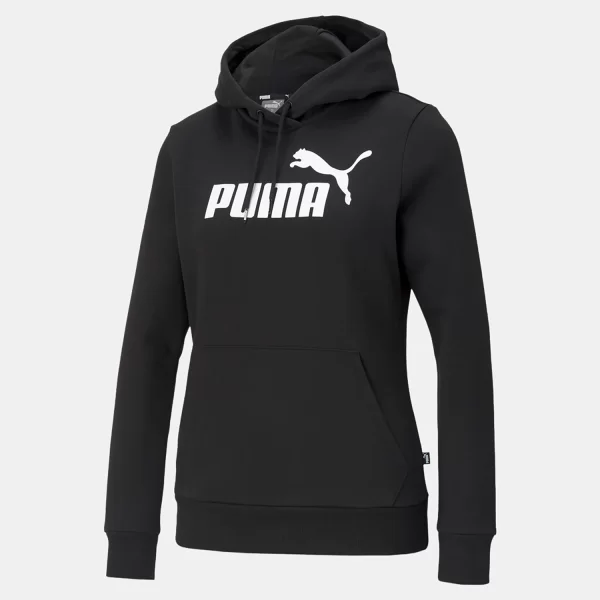 PUMA ESSENTIALS LOGO HOODIE ΜΑΥΡΟ