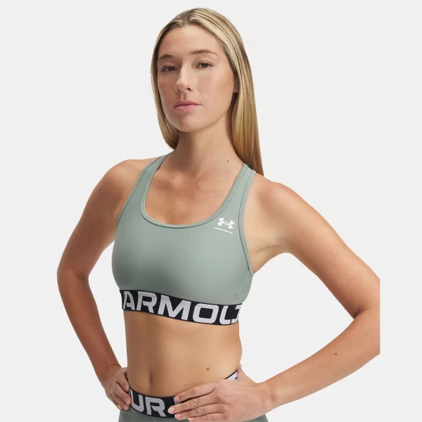 UNDER ARMOUR HEATGEAR ARMOUR MID BRANDED SPORTS BRA ΠΡΑΣΙΝΟ
