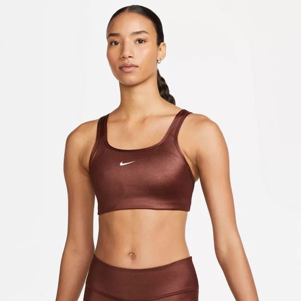 NIKE DRI-FIT SWOOSH SPORTS BRA ΚΑΦΕ