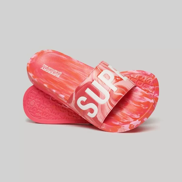 WOMEN'S SUPERDRY MARBLE VEGAN POOL SLIDERS ΡΟΖ