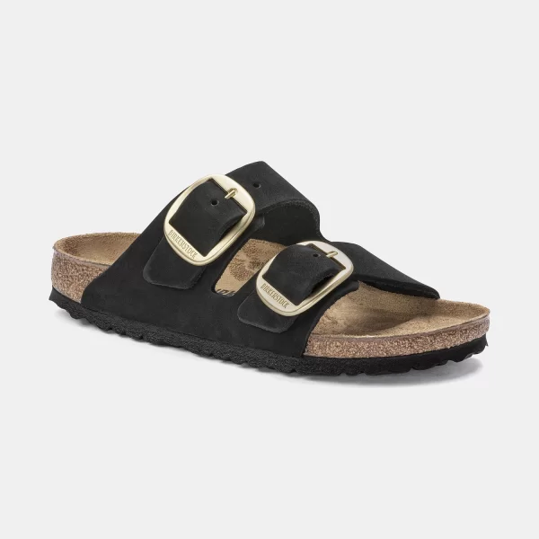 BIRKENSTOCK ARIZONA BIG BUCKLE NUBUCK LEATHER SANDALS - NARROW FIT ΜΑΥΡΟ