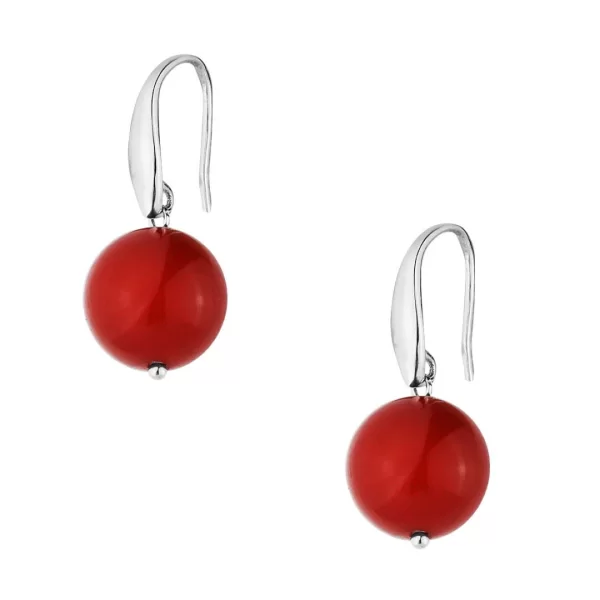 Σκουλαρίκια χειροποίητα με κοράλλι και ασημένιο γάντζο 12mm