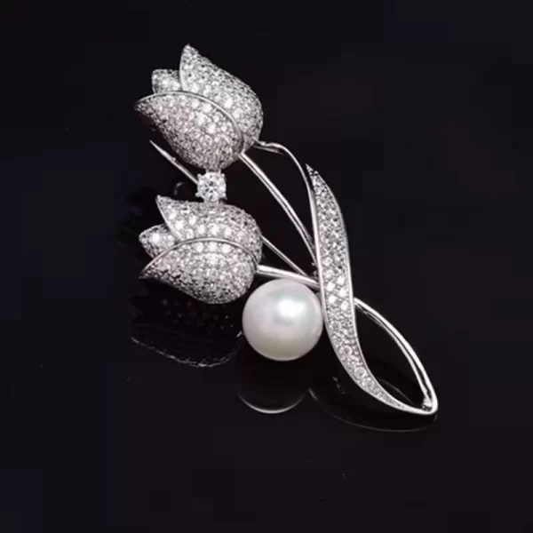 Καρφίτσα πέτου Τουλίπες ασημί