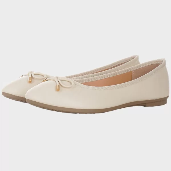 Γυναικεία μπαλαρίνα δερματίνη διακοσμητικό φιογκάκι. NUDE