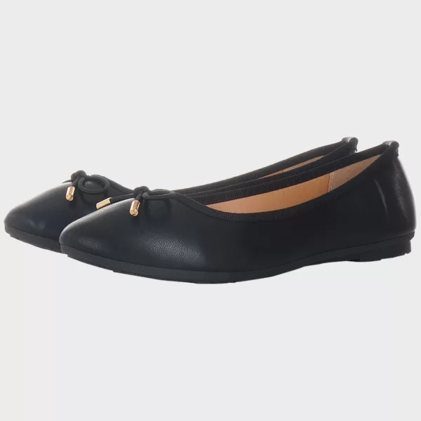 Γυναικεία μπαλαρίνα δερματίνη διακοσμητικό φιογκάκι. ΜΑΥΡΟ