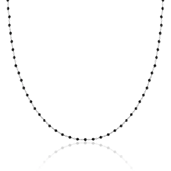 Ασημένιο κολιέ ροζάριο με μαύρο όνυχα που συμβολίζει τη δύναμη και την αντοχή