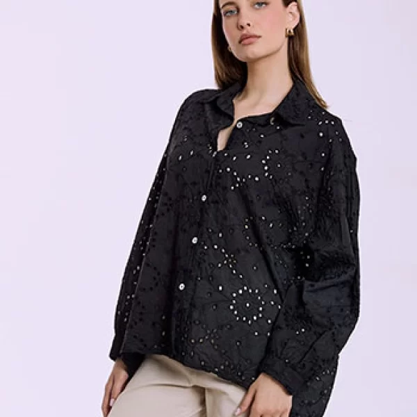 Πουκάμισο βαμβακερό διάτρητο SQ7751.3911+3