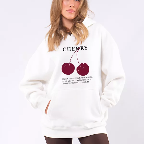 C1099 | Cherry - Hoodie Άσπρο C1099