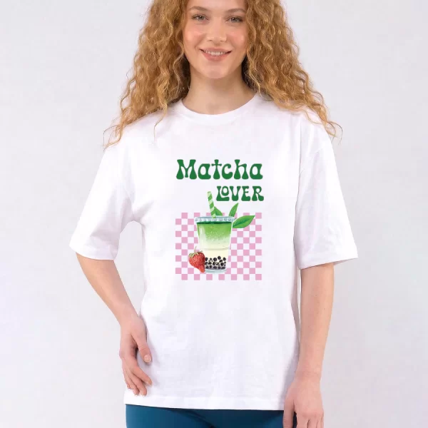 C1136 | Matcha Lover - Oversized Άσπρο C1136