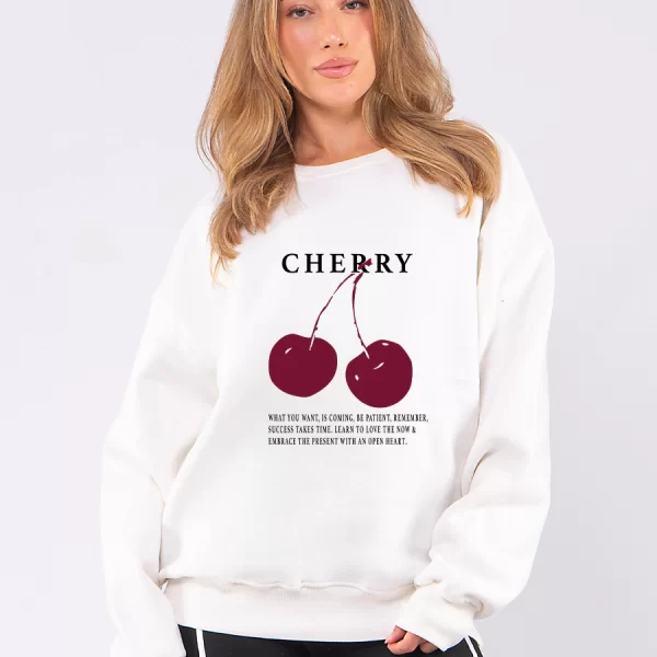 C1061 | Cherry - Crewneck Άσπρο C1061