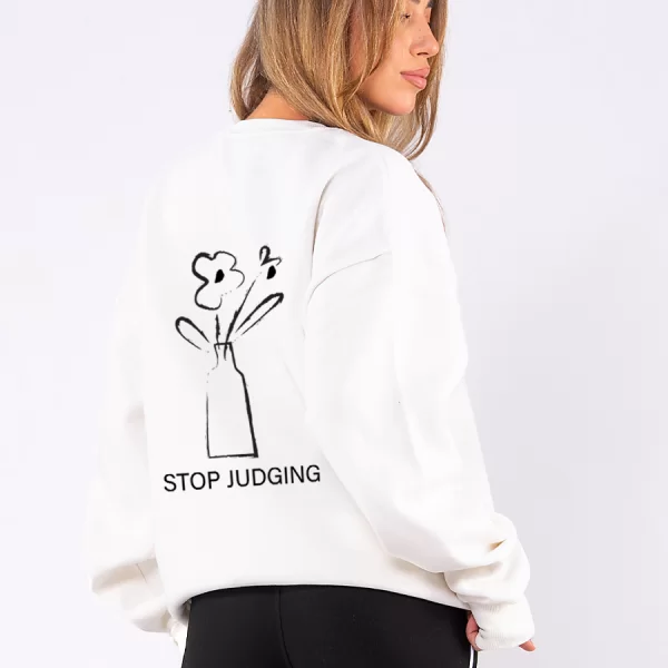 C1077 | Stop Judging - Crewneck Άσπρο C1077