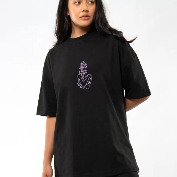 C1124 | Blooming Self - Oversized Μαύρο C1124