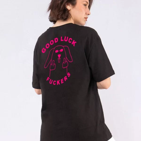 C1148 | Good Luck - Oversized Μαύρο C1148