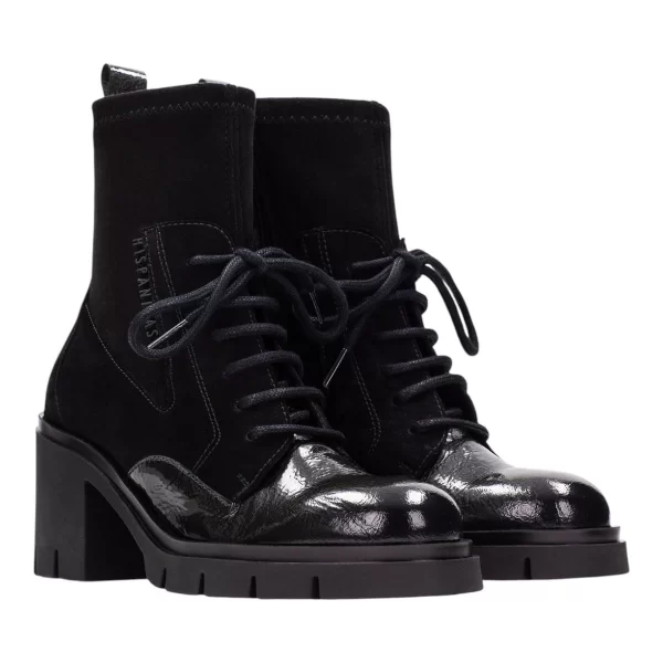 Hispanitas Γυναικεία Mποτάκια Ankle Boot zurich negro-antracita HI254281 Μαύρο Δέρμα Καστόρι