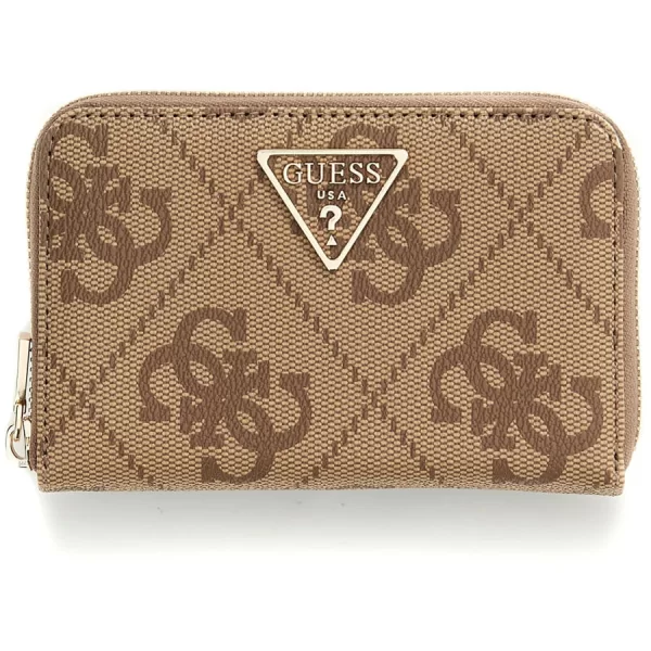 Guess μπεζ latte πορτοφόλι Laurel Medium Wide logo
