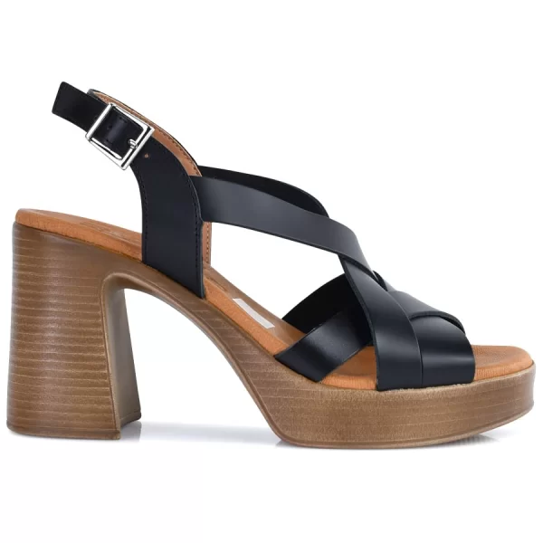 Δερμάτινο μαύρο πέδιλο Oh my Sandals 5645