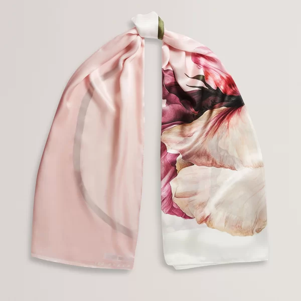 TED BAKER LISAAE Large Floral Print Silk Scarf 284073-PINK Pink