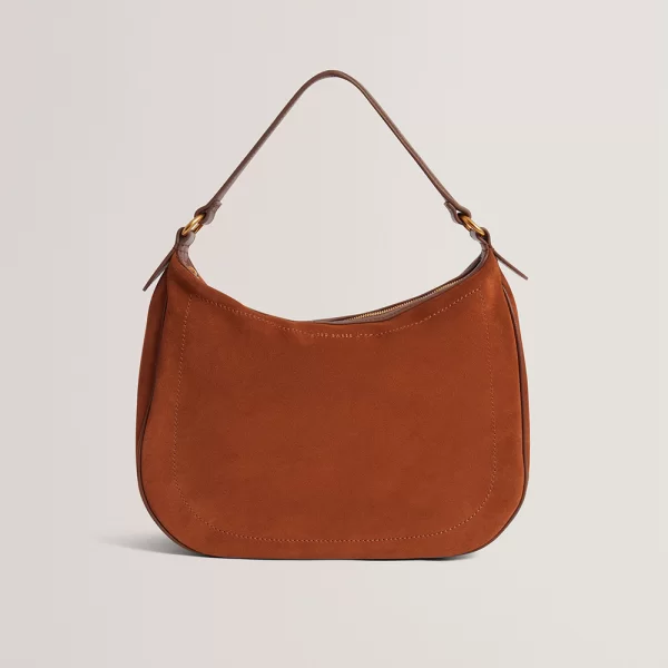 TED BAKER SAMIYRA Webbing Suede Hobo Bag 282686-BROWN Brown