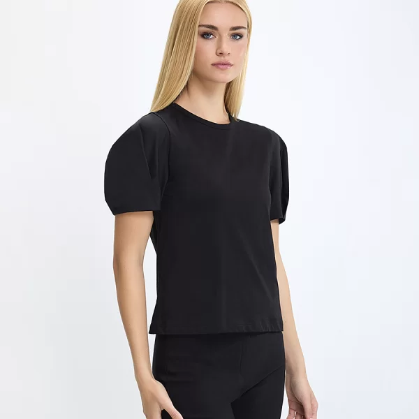 Seventy Venezia Γυναικείο T-shirt Regular Fit Βαμβακερό Με Balloon Μανίκια Μαύρο