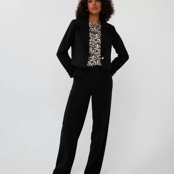 EsQualo Γυναικείο Blazer Short City Με Χρυσό Κουμπί