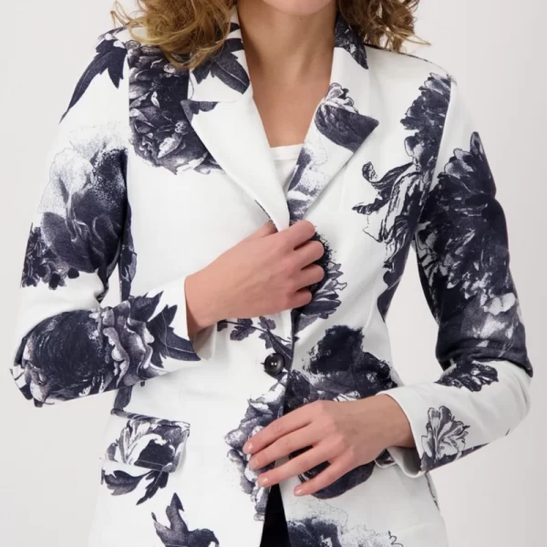 Monari Γυναικείο Μπλέιζερ Regular Fit Βαμβακερό Με Φλοράλ Σχέδιο