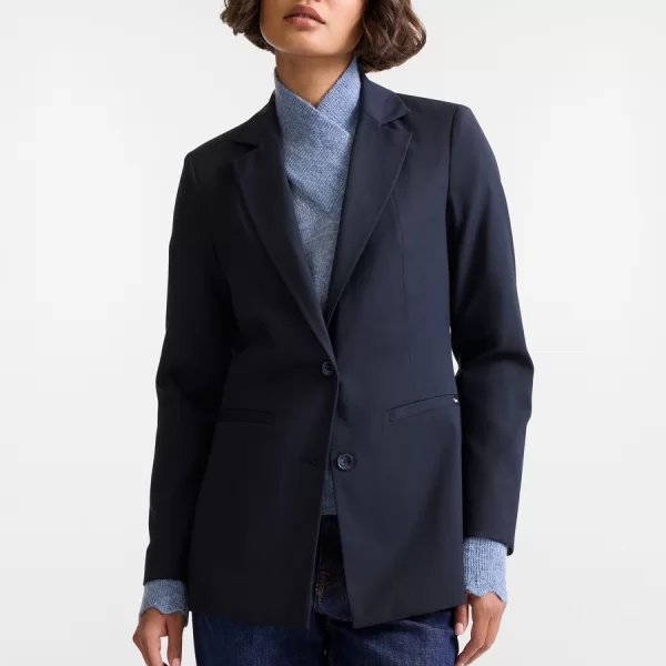 Harmont&Blaine Γυναικείο Σακάκι Classic Slim Fit Από Ανάλαφρο Μείγμα Βισκόζης Μονόπετο Navy Blue