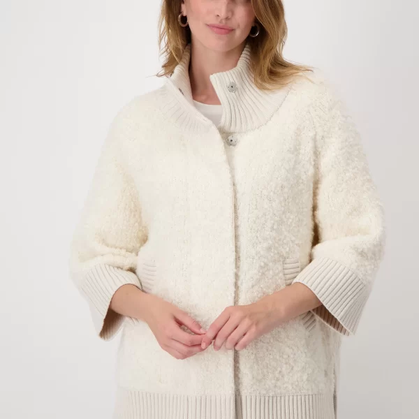Monari Γυναικεία Κάπα Μπουκλέ Oversized Fit σε Ivory
