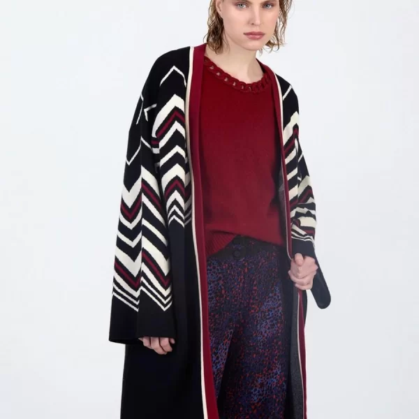 Skatie Γυναικεία Πλεκτή Ζακέτα Με Γεωμετρικό Print