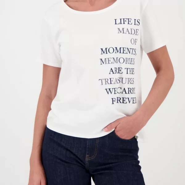 Monari Γυναικείο T-Shirt Βαμβακερό Με Γραφικό Lettering
