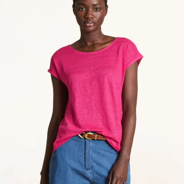 La Fee Maraboutee Γυναικείο Λινό T Shirt Με Στρογγυλή Λαιμόκοψη Regular Fit