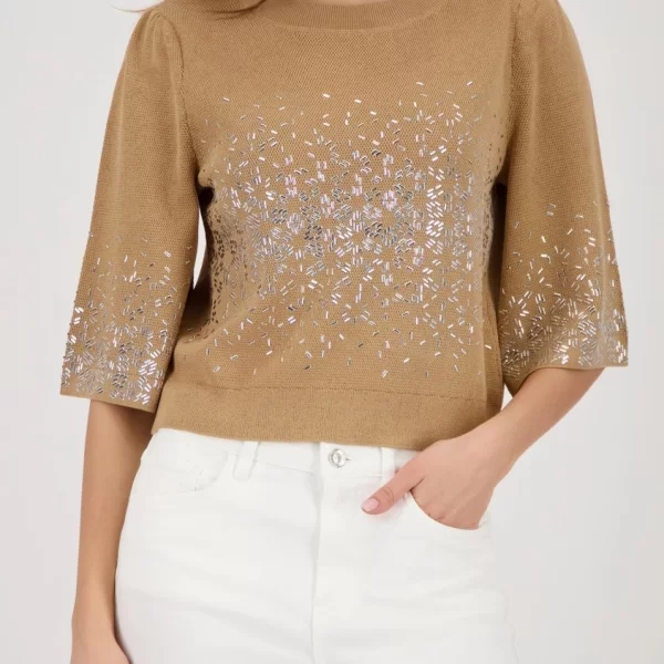 Monari Γυναικείο Πλεκτό Με Μεταλλικές Λεπτομέρειες