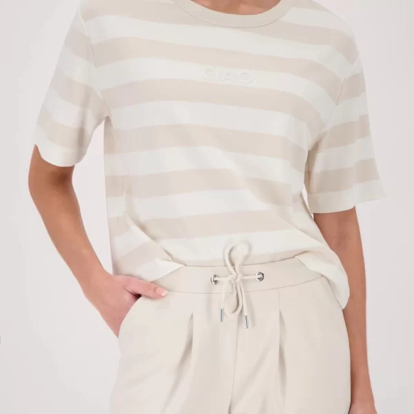 Monari Γυναικείο T-Shirt Σε Ριγέ Σχέδιο Με Διακοσμητιτκό Lettering 'Ciao'