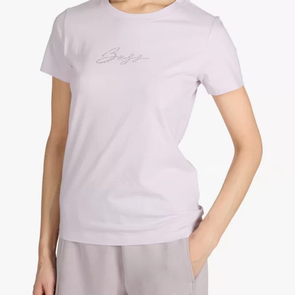 Boss Γυναικείο T-Shirt Βαμβακερό Regular Fit Με Strass Logo