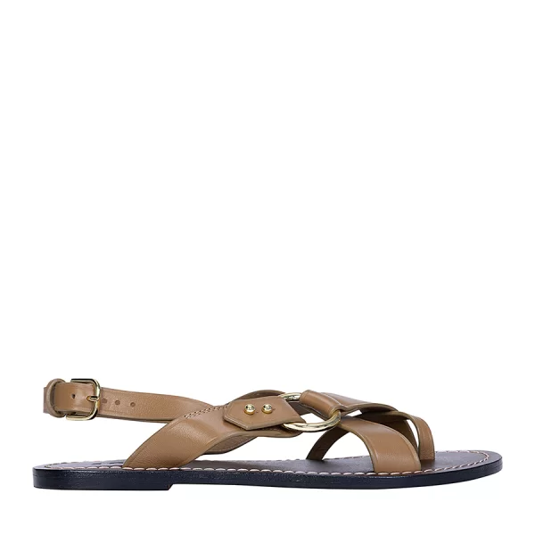 Soeur Γυναικεία Σανδάλια Flat Δερμάτινα Με Λουράκια Και Μεταλλική Λεπτομέρεια