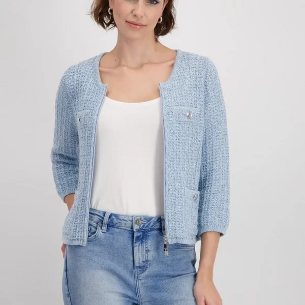 Monari Γυναικεία Ζακέτα Regular Fit Πλεκτή Με Λάμψη Lurex Και Υφή Tweed