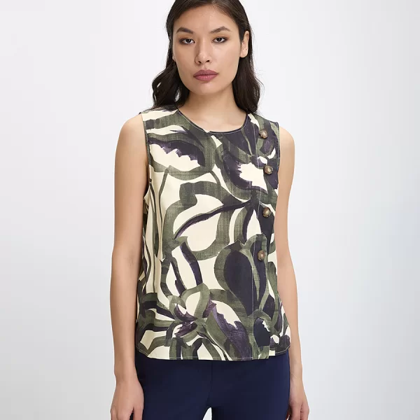 Γυναικείο Αμάνικο Τοπ Βαμβακερό Regular Fit σε Εμπριμέ