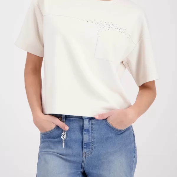 Monari Γυναικείο Sweatshirt Με Τσέπη Και Strass Λεπτομέρειες