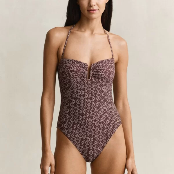 Gant Γυναικείο Μαγιό Ολόσωμο Με Γεωμετρικό Μοτίβο Και Halter Λαιμόκοψη
