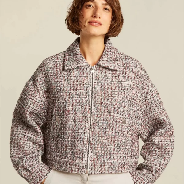 Beaumont Γυναικείο Σακάκι Loose Fit Από Μπουκλέ Ύφασμα Με Τσέπες Και Φερμουάρ