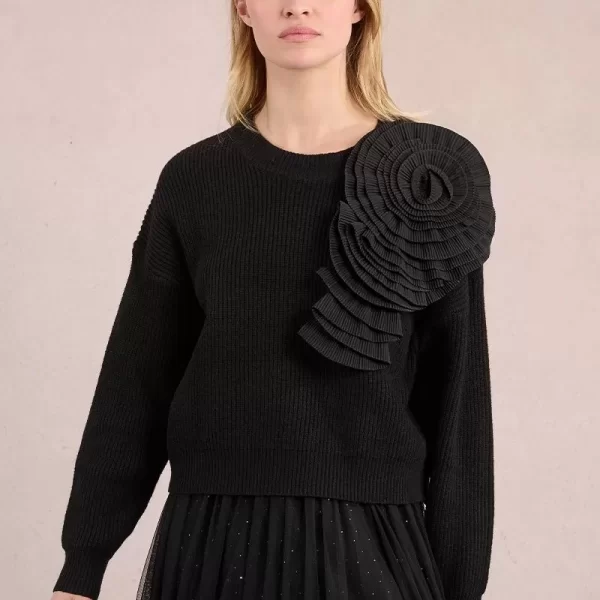 Molly Bracken Γυναικείο Πουλόβερ Straight Fit Με Ανάγλυφο Λουλούδι