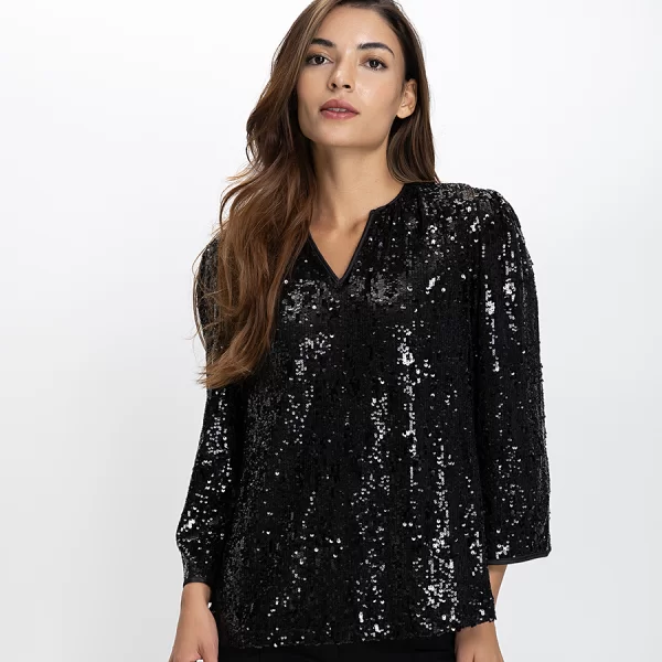 Luna Llena Γυναικείο Τοπ Παγιέτες Regular Fit